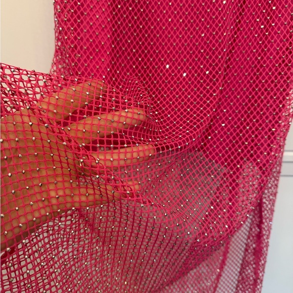 SINCERELY JULES PINK FISHNET STUDDED SKIRT BLING MEDIUM LARGE - Picture 2 of 4